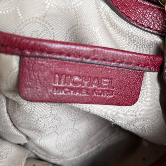 3/$12 Burgundy Michael Kors Leather Purse with Gold Hardware - Used - Picture 5 of 13